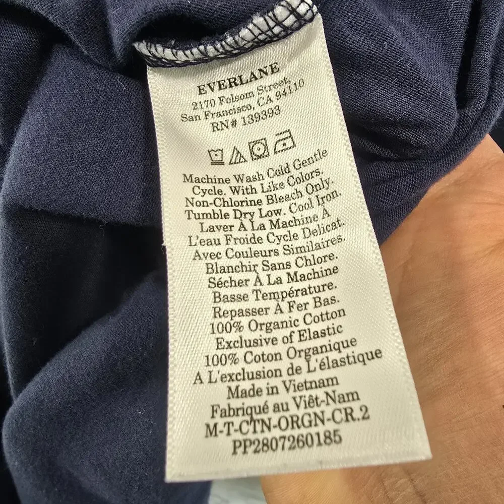 Everlane T Shirt Mens Medium Blue Short Sleeve Neck Organic Cotton Tee Premium - Picture 8 of 10